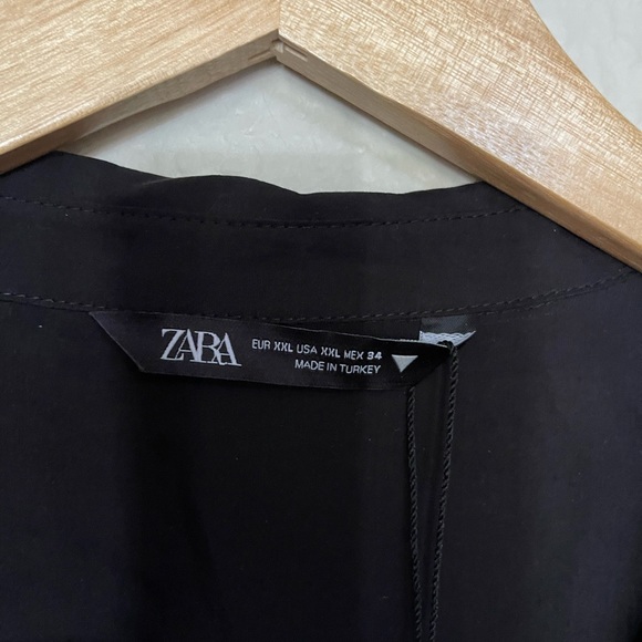 Zara | NWT! Black faux wrap mini long sleeve dress size: 2XL - Picture 5 of 6